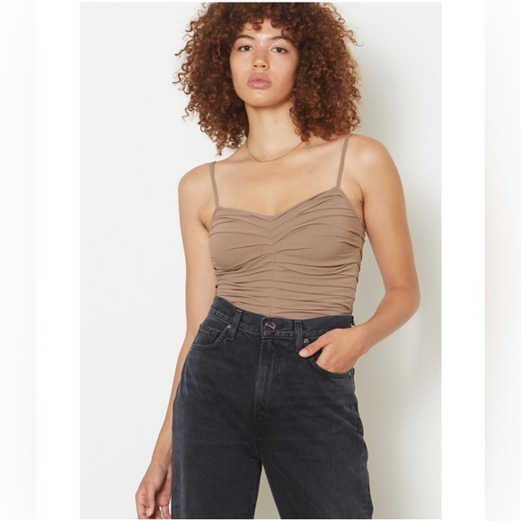 Goldsign Hutton Ruched Nude Strappy Bodysuit size Medium - Picture 2 of 15